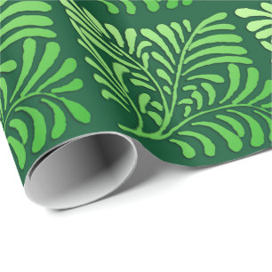 Art Deco-fern-patroon - groene tinten Cadeaupapier