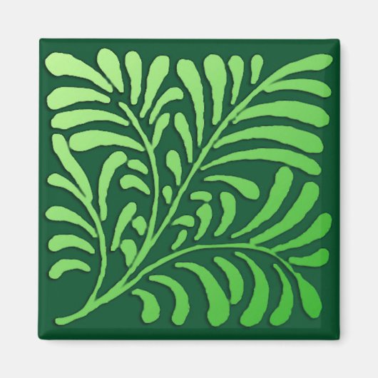 Art Deco-fern-patroon - groene tinten Magneet (Voorkant)