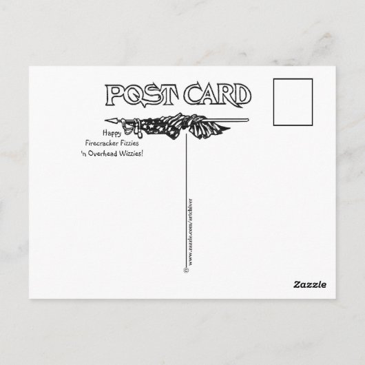 ART DECO "FIRECRACKER FIZZIES" BRIEFKAART (Achterkant)