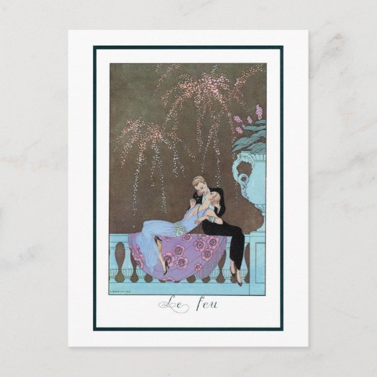  Art Deco Fireworks Le Feu, George Barbier Briefkaart (Voorkant)