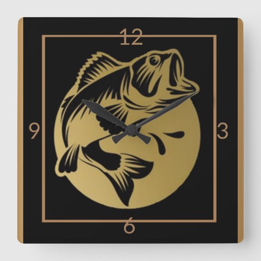 Art Deco Fish-stijl Vierkante Klok (Voorkant)