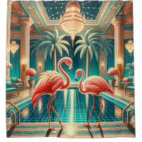 "Art Deco Flamingo Interieur - Levendige Retro Art