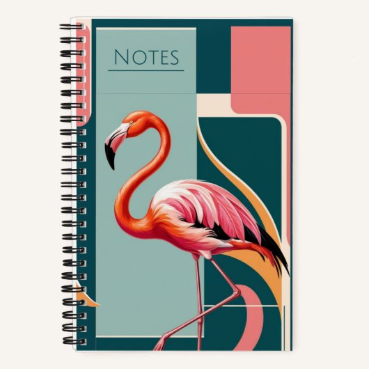 Art Deco Flamingo Notitieboek (Voorkant)