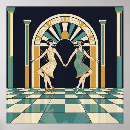 Art Deco Flapper Dancers Poster | 1920s Jazz Dance (Devant)
