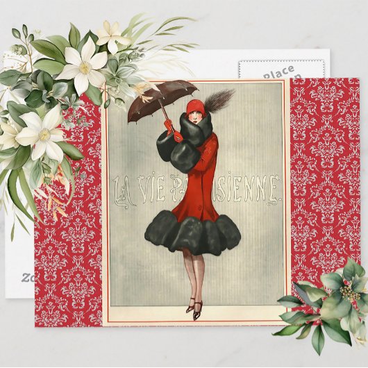  Art Deco Flapper Frans Mode Briefkaart