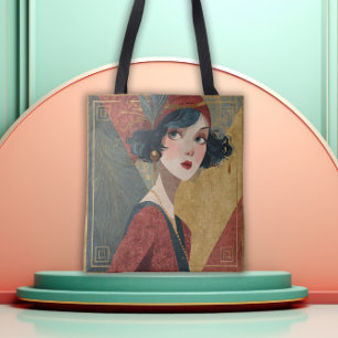 Art Deco Flapper Girl uit de jaren 20 Draagtas