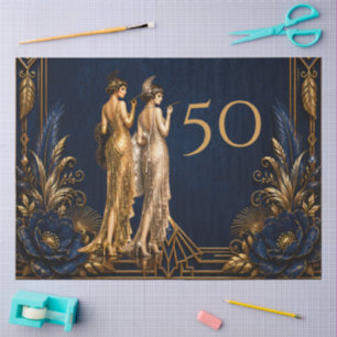Art Deco flapper girls 50th Gatsby decoupage Tissuepapier