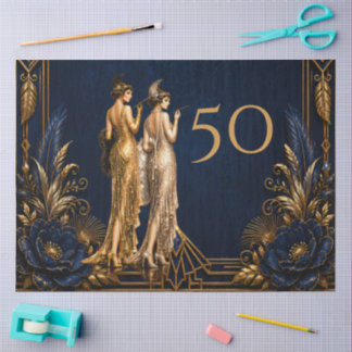 Art Deco flapper girls 50th Gatsby decoupage Tissuepapier