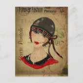 Art Deco Flapper Meisje Briefkaart (Voorkant)