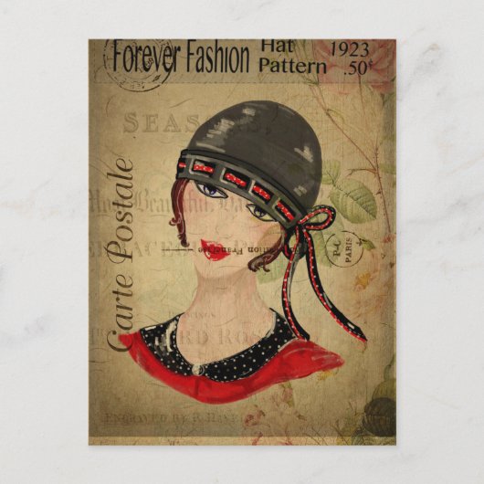 Art Deco Flapper Meisje Briefkaart (Voorkant)