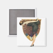 Art Deco Flapper met Pauw in vintage stijl Magneet (Voorkant / Achterkant)