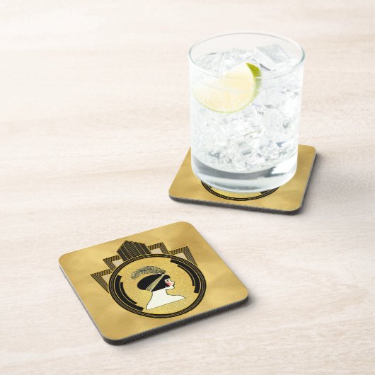 Art Deco Flapper Set van Zes Onderzetters (Rechterzijde)