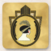 Art Deco Flapper Set van Zes Onderzetters (Voorkant)