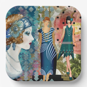 Art Deco Flappers Papieren Bordje