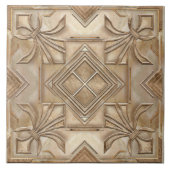  Art Deco Fleur-de-lis - Travertijn Marmer Tegeltje (Voorkant)