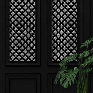 Art Deco Fleur-de-lis White Pattern Behang