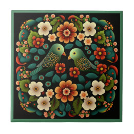 Art déco fleur motif oiseau céramique carreaux