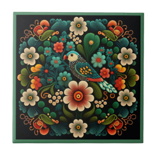 Art déco fleur motif oiseau céramique carreaux