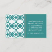 Art déco fleurs Carte de visite, turquoise (Dos)