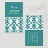 Art déco fleurs Carte de visite, turquoise (Devant / Derrière)