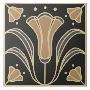Art Deco Floral. Blauwbloemen 2  Tegeltje