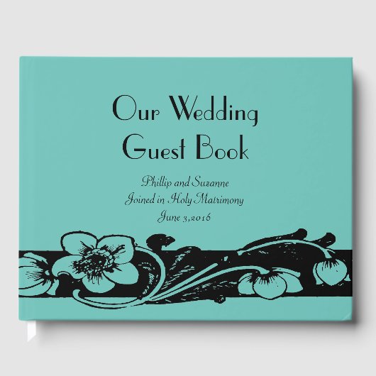 Art Deco Floral Border Wedding Gastenboek (Voorkant)