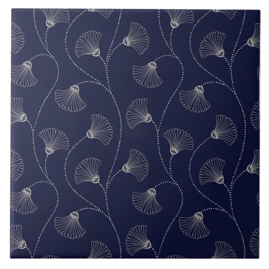 Art Deco Floral Fan Pattern Tegeltje (Voorkant)