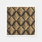 Art Deco Floral Grote Gatsby Zwart Goud Bruiloft Servet (Voorkant)
