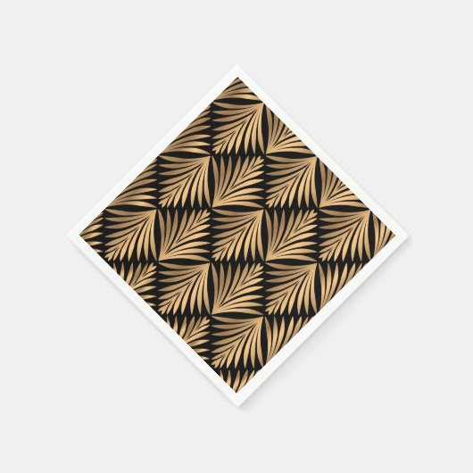 Art Deco Floral Grote Gatsby Zwart Goud Bruiloft Servet (Hoek)