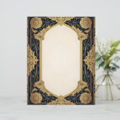 Art Deco  Floral Lijst Briefhoofd (Staand voorkant)