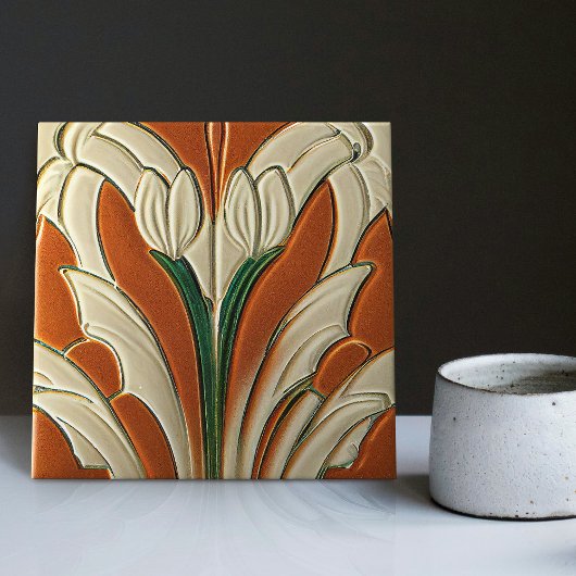 Art Deco Floral Wall Decor Art Tegeltje