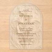 Art Deco Floral Wedding Acryl Uitnodigingen (Voorkant)