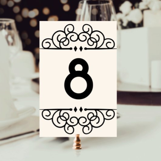 Art Deco Flourish Table Number Kaart