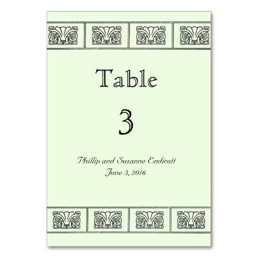 Art Deco Flower Border Wedding Table Kaart (Voorkant)