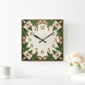 Art Deco Flower Vierkante Klok (Huis)