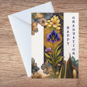 Art Deco Flowers Afstuderen gefeliciteerd Kaart