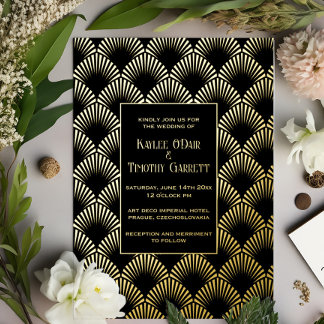 Art Deco Folie Bruiloft/Jubileum/Feestuitnodiging Feestdagenkaart