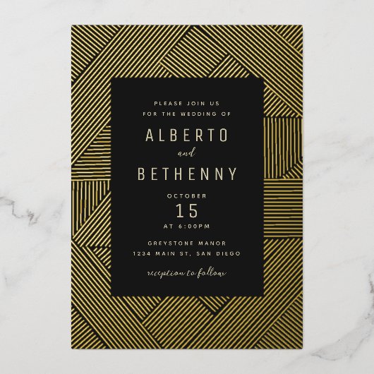 Art Deco Folie Uitnodiging (Voorkant)