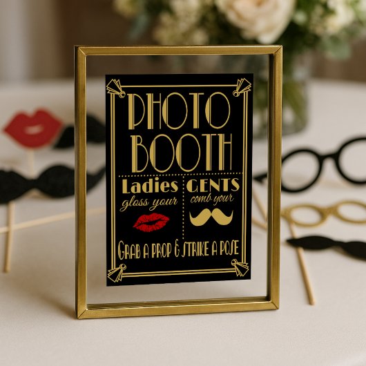 Art Deco fotocabine bord – Zwart & Goud Feest Poster