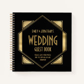 Art Déco Frame Gold Black Mariage Livre d'or (Devant)