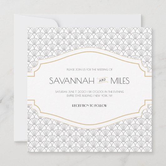 Art Deco Frame Square Wedding Invitation (Devant)