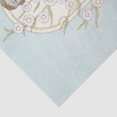 Art Deco Franse Dame Daisy Arch Blauw Decoupage Ar Tissuepapier (Detail)