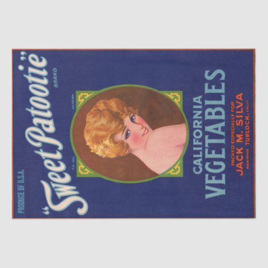Art Deco Fruit Vegetable Label Decoupage Tissuepapier (Voorkant)
