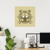 Art Deco Gasmask khaki Poster (Thuiskantoor)