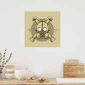 Art Deco Gasmask khaki Poster (Keuken)