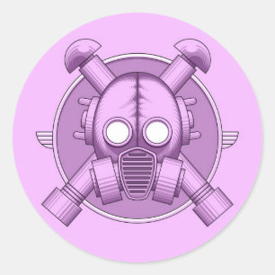 Art Deco Gasmask Lila Ronde Sticker