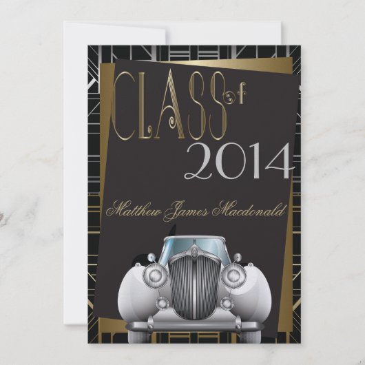 Art Deco Gatsby Afstuderen Uitnodiging (Voorkant)