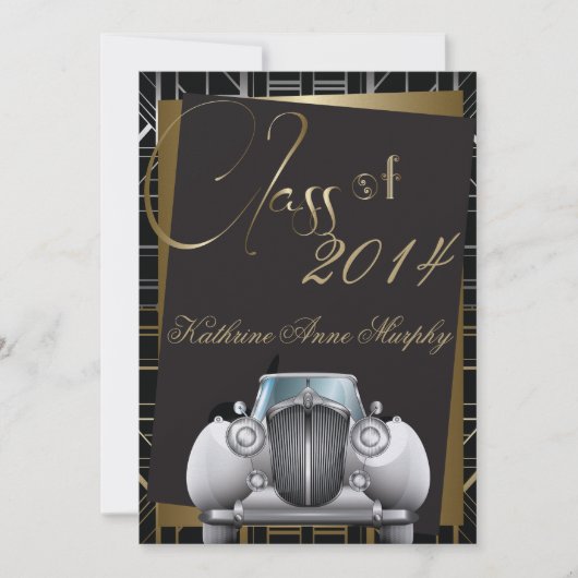 Art Deco Gatsby Afstuderen Uitnodiging (Voorkant)