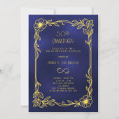 Art Deco Gatsby black 50th wedding anniversary Kaart (Voorkant)