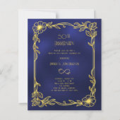Art Deco Gatsby black 50th wedding invitation (Voorkant)